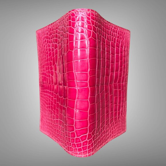 Hermes New In Box GM Agenda Cover Fuchsia Crocodile Porosus Lisse Skin - Picture 2 of 8